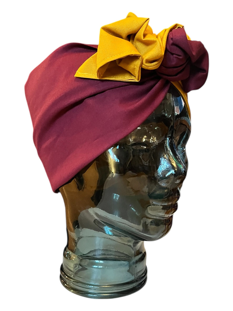 Thumbnail: Claret Mustard Cotton Duo Twisted Turban
