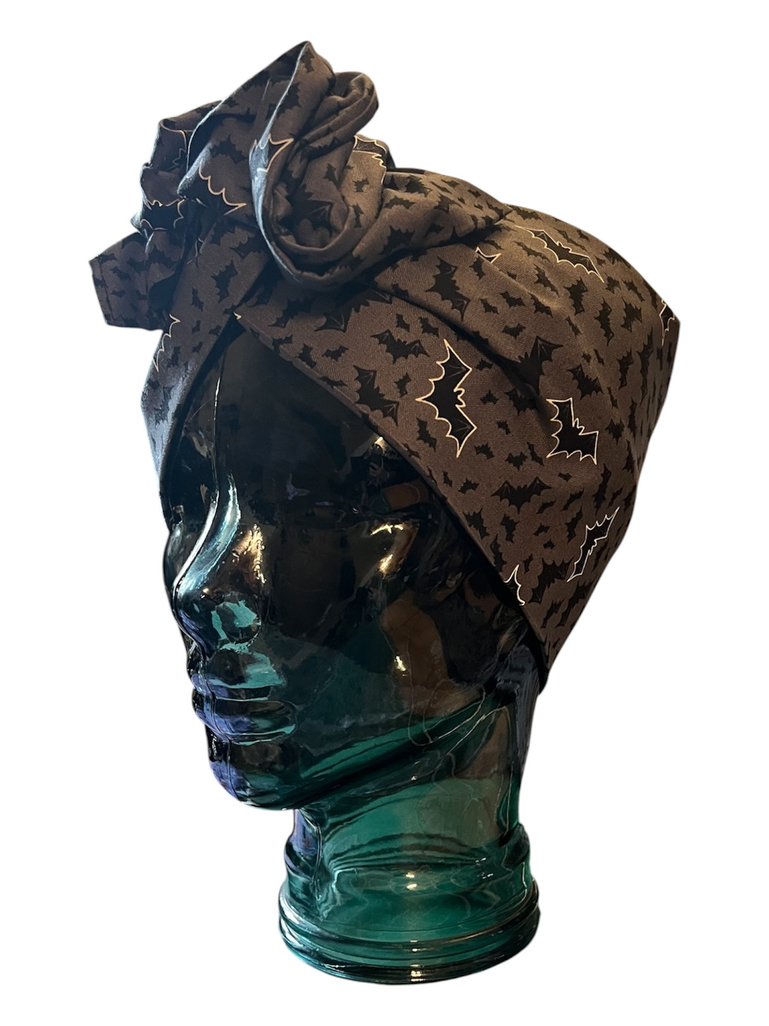 Midnight Bats Wide Twisted Turban - Grey