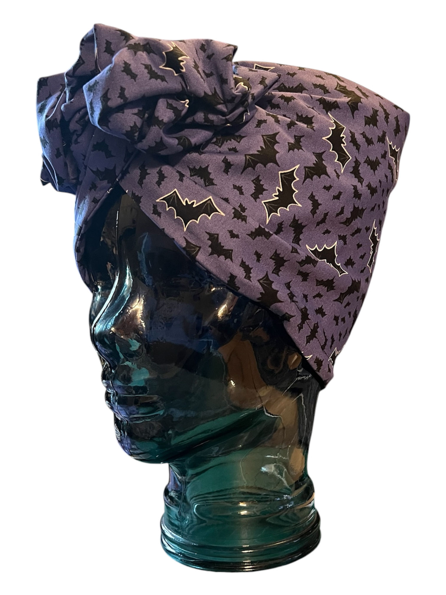 Midnight Bats Full Head Twisted Turban - Purple