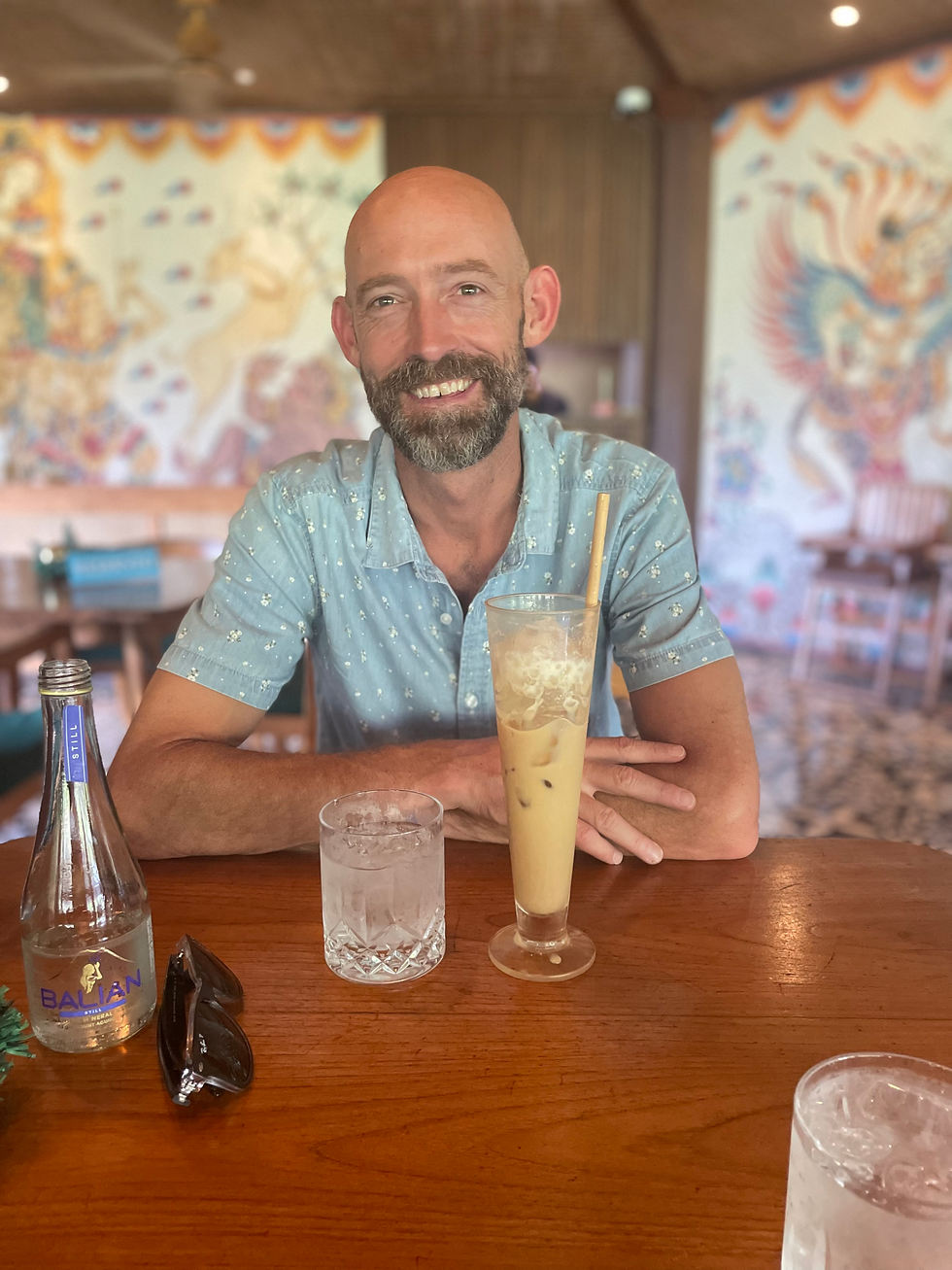 Grant enjoying an Iced Coffee