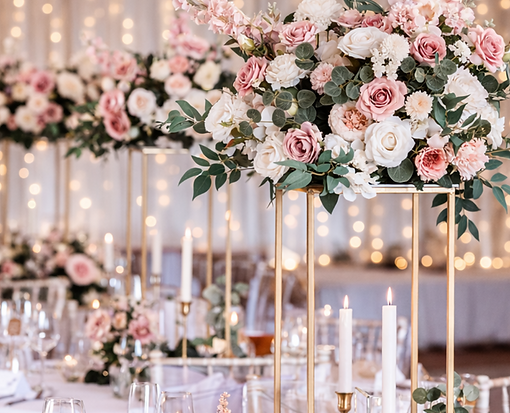 Wedding Pedestal Floral Centrepieces i Blush Pink by The Wedding Library