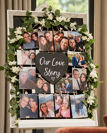 Our Love Story Photo Display available to hire from The Wedding Library