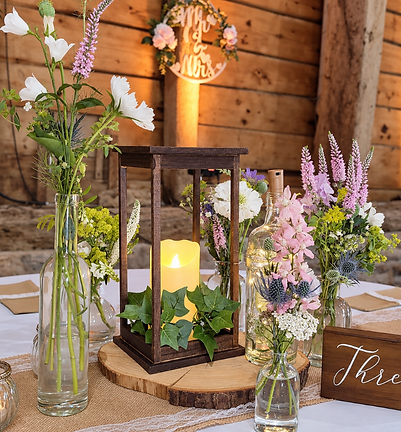 Wooden Lantern WEdding Centrepiece available to hire from The Wedding Library