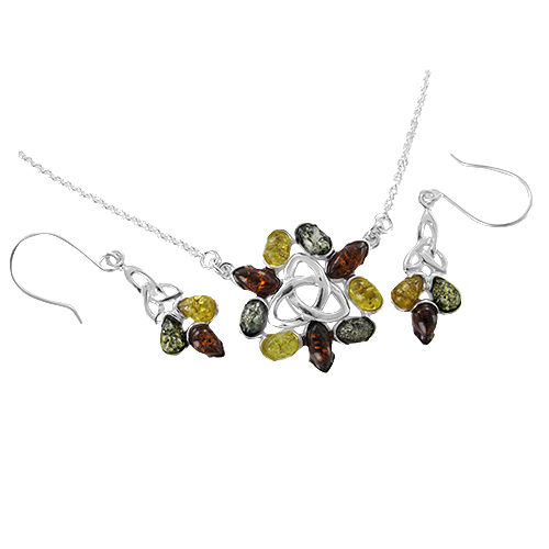 Tara Tricolor Celtic Amber Set