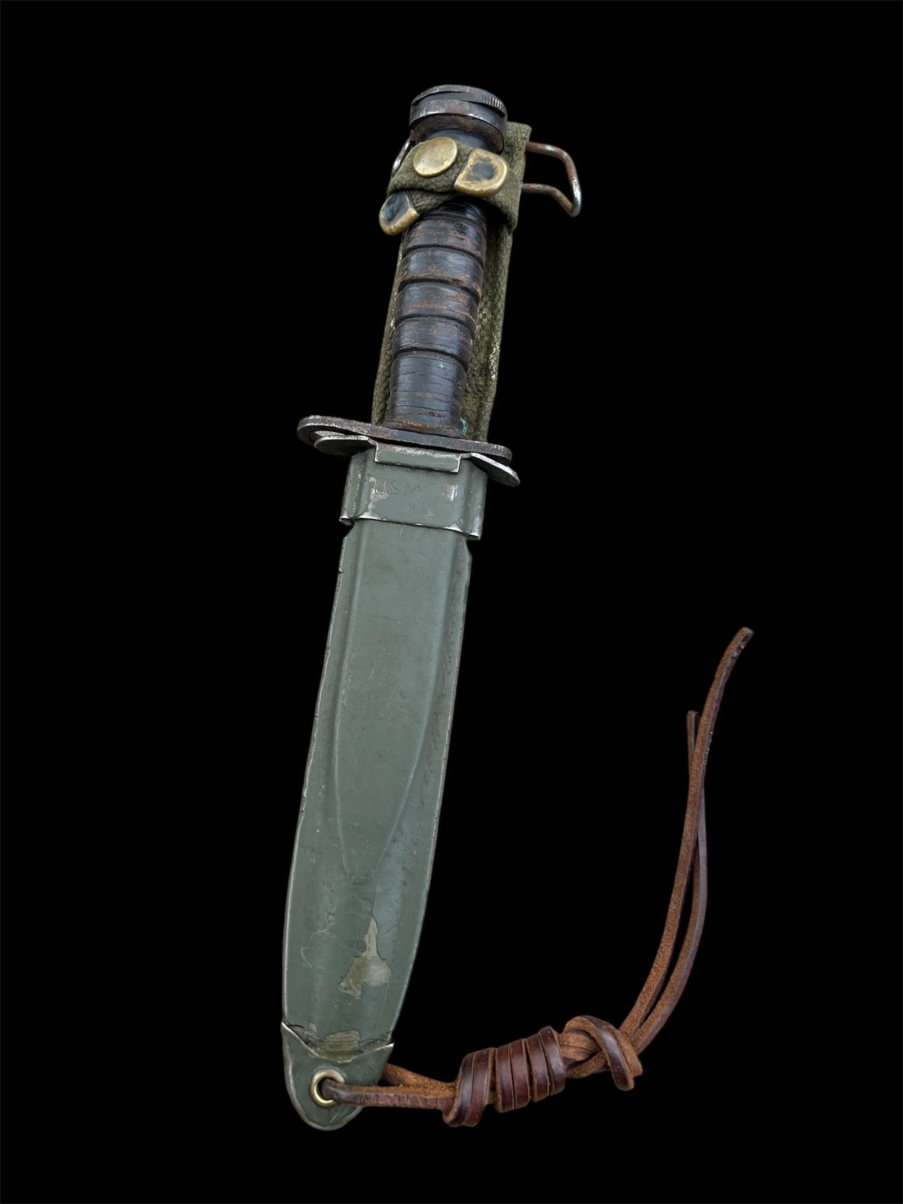Original U.S. WWII M4 Bayonet – M1 Carbine – MSJ Marked – With USM Scabbard
