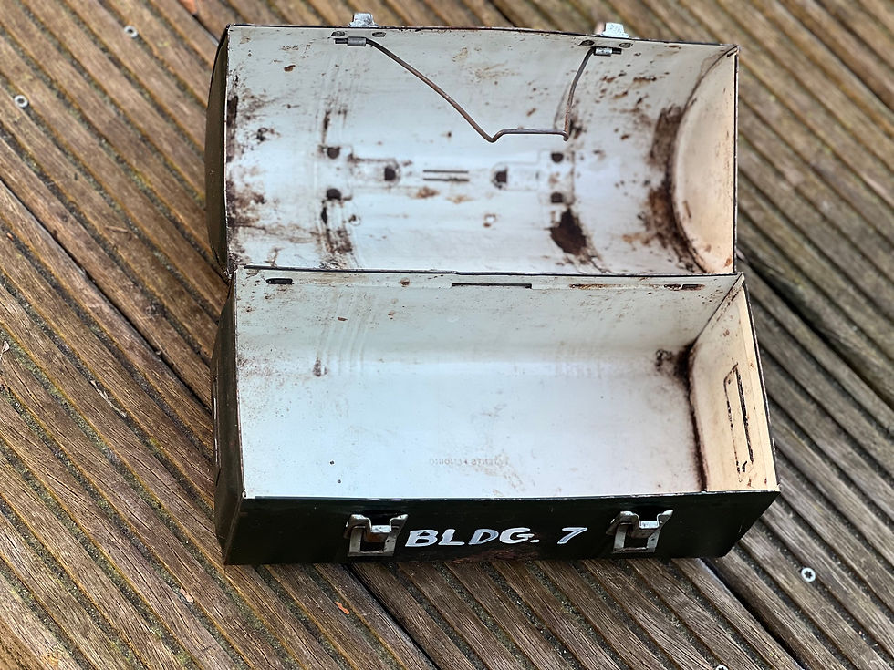 Thumbnail: WWII Original Lunch Box whit Pattent Stamp. Original Paint.