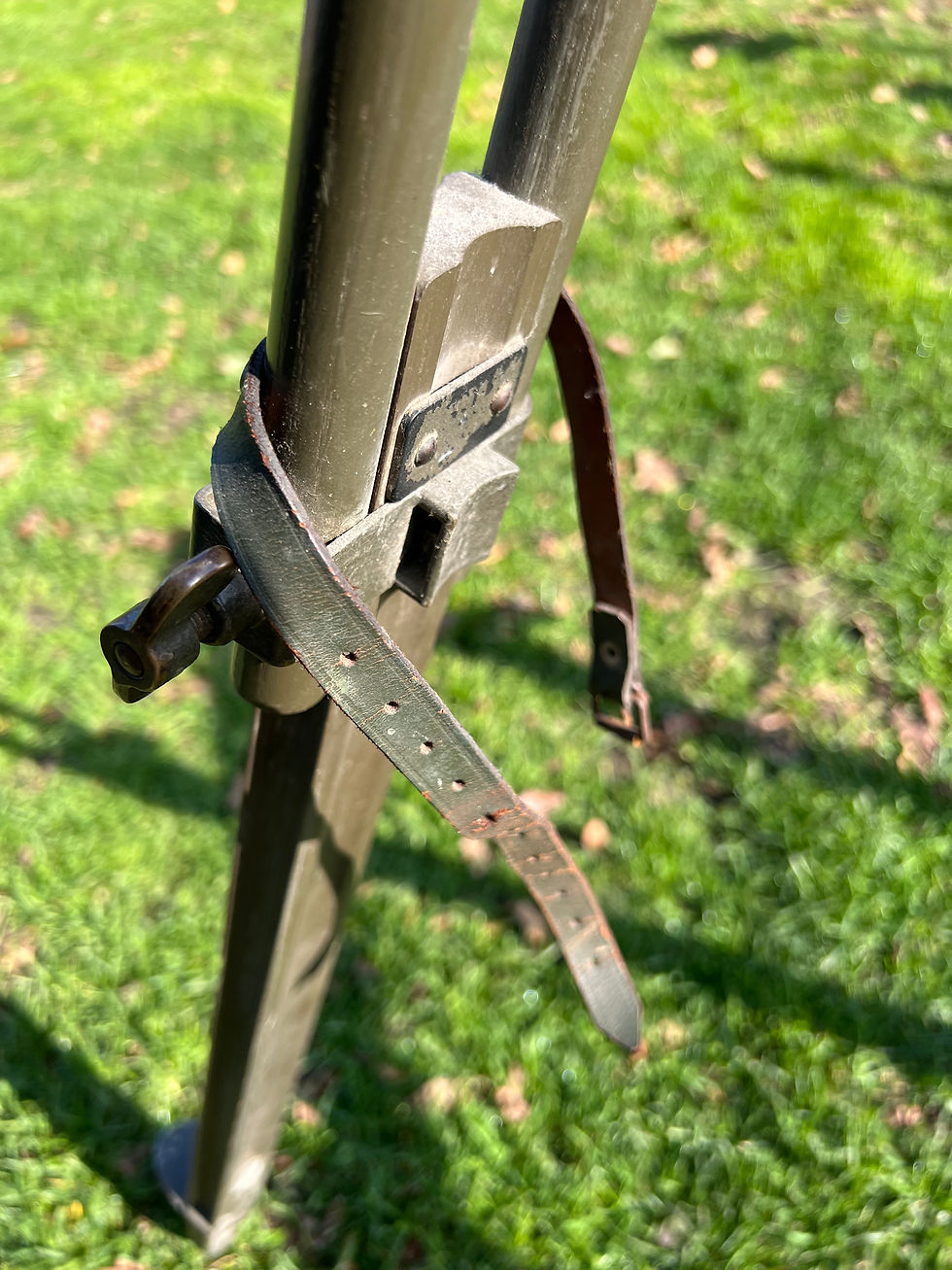 Thumbnail: Heavy Duty Post-War Military Instrument Tripod – Wood & Aluminum Legs