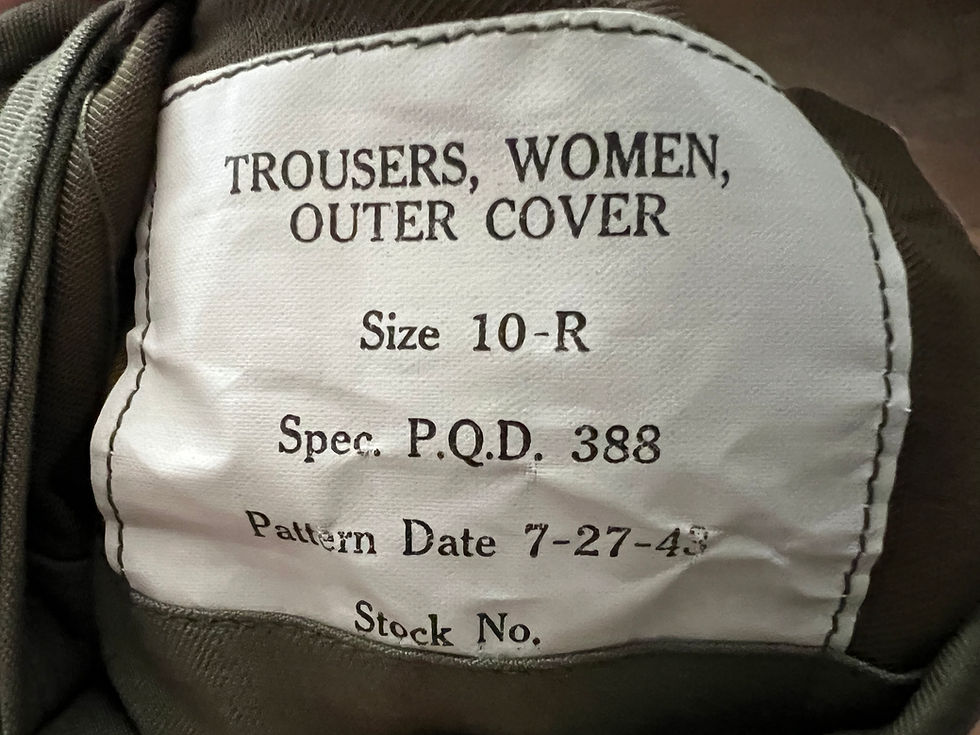 Thumbnail: WWII U.S. Army WAC “Trousers, Women, Outer Cover” – Dated 1943 – Named Example