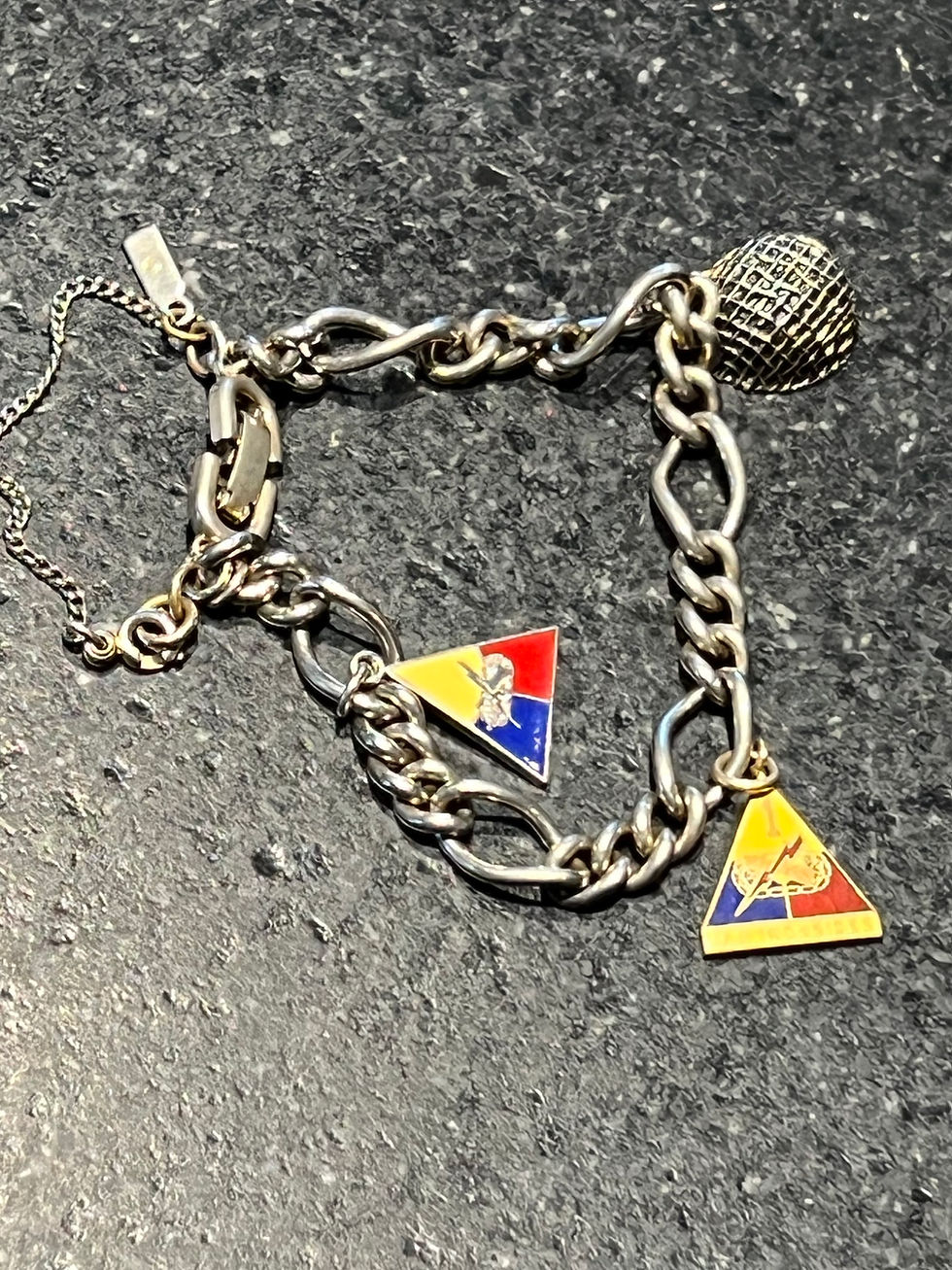 Thumbnail: WW2 Sweethaert bracelet from 1st Armored Division.  good condition  silver