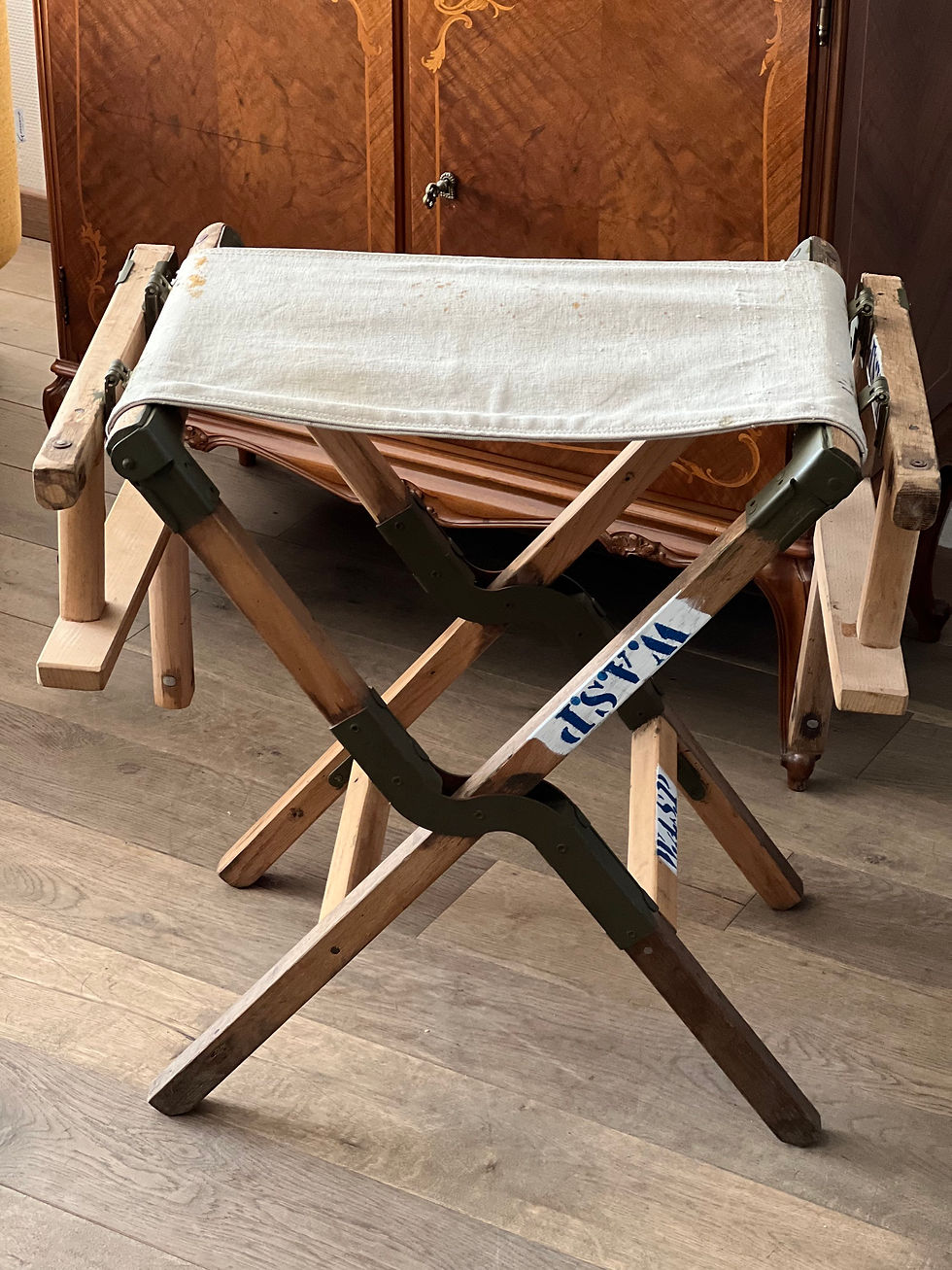 Thumbnail: Art chair Specially made director chair from a folding bed US WWII 