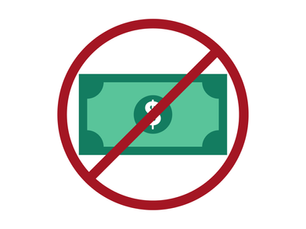 A dollar sign with a circle cross through.