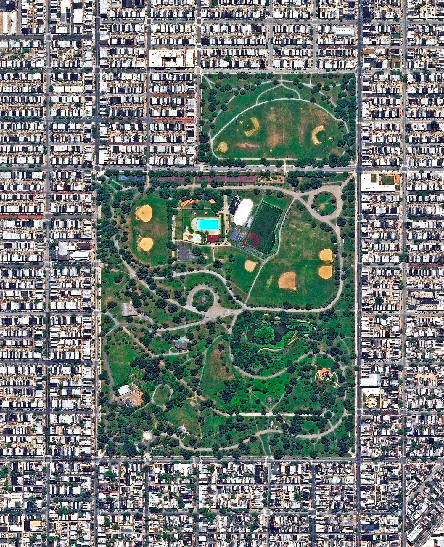 Satellite view of a park.