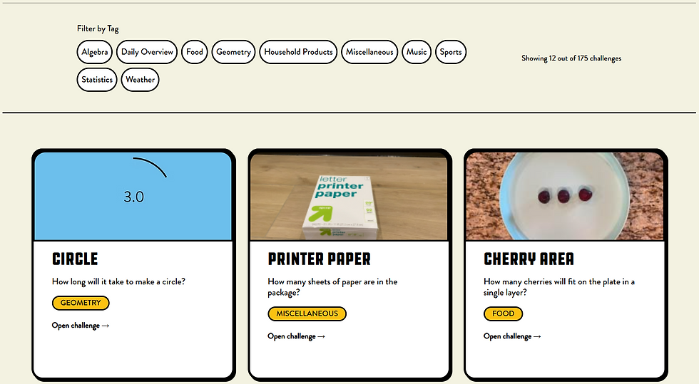 When Math Happens collection of free estimation challenges for math teachers.