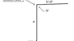 Cross-sectional drawing of an eave trim used along the roof edge of a steel building.