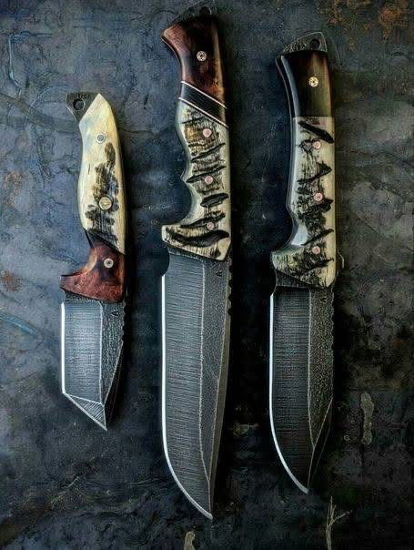 Handmade acid washed hunting knives