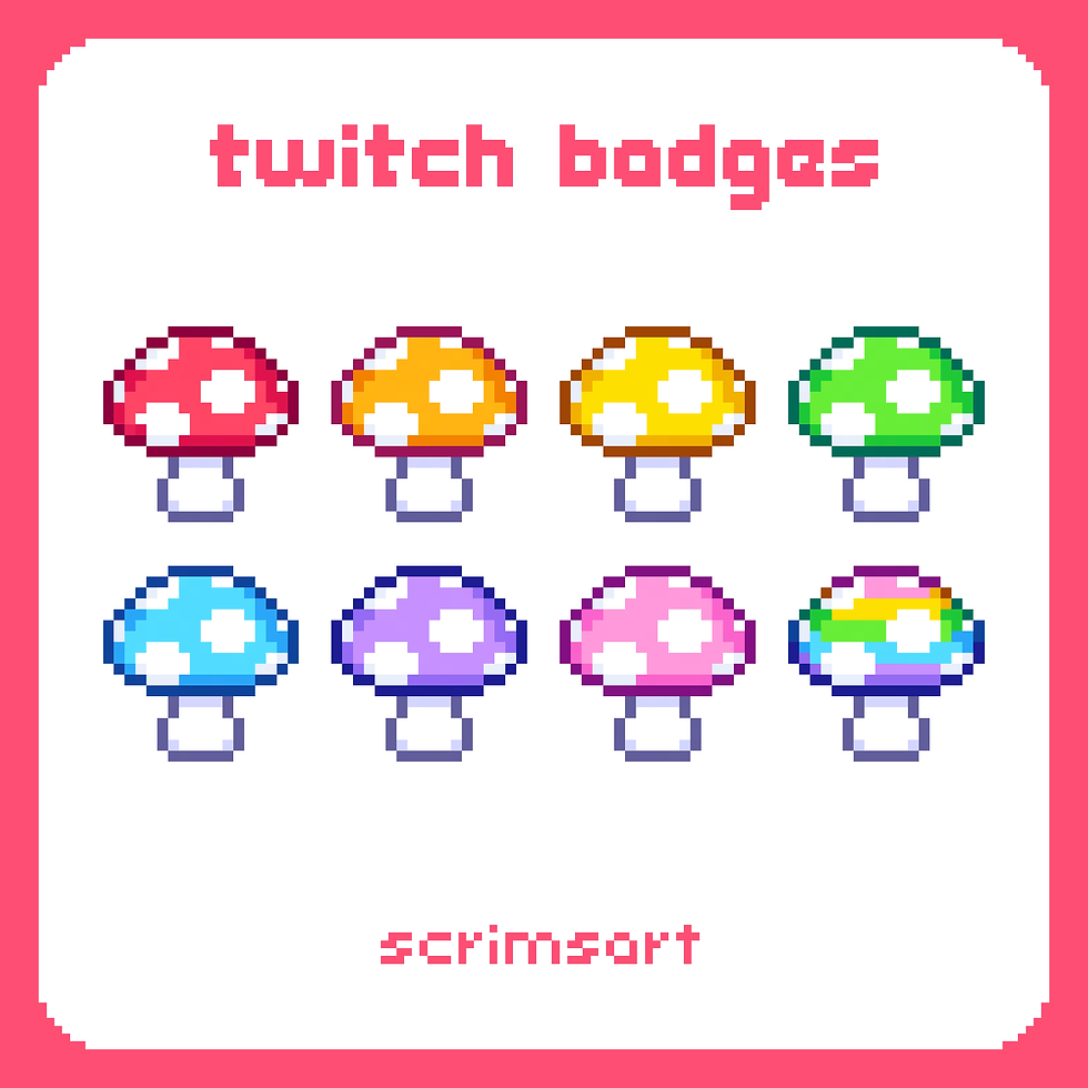 Mushroom Pixel Twitch Sub Badges