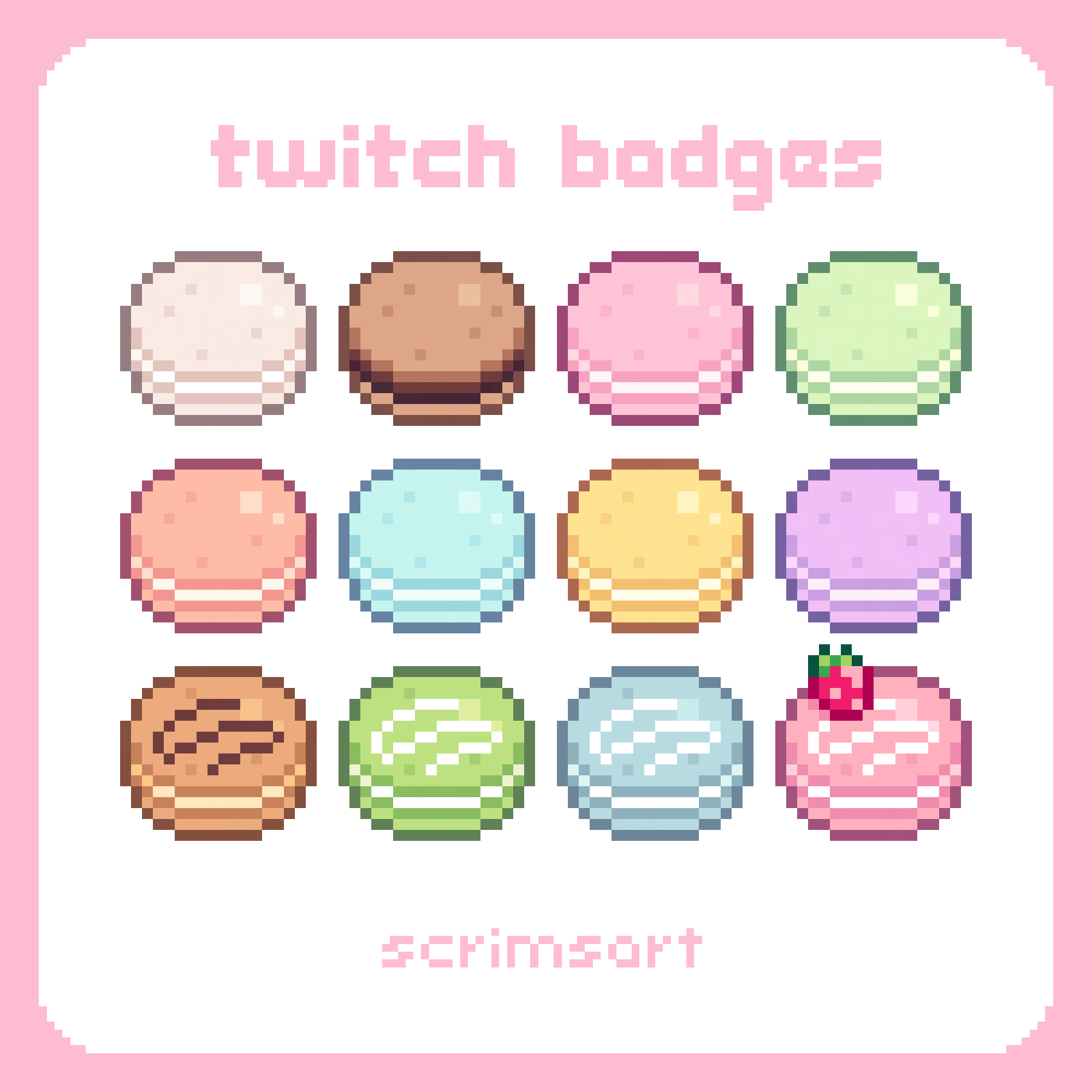 Macaron Pixel Twitch Sub Badges