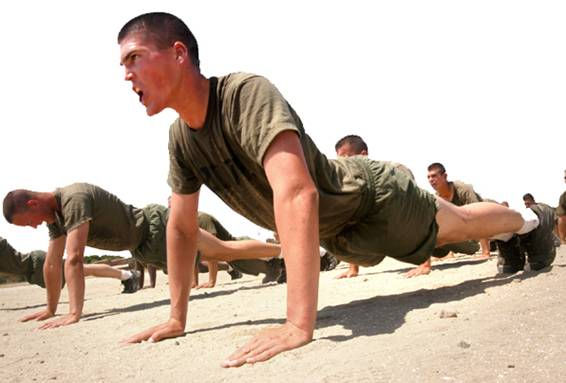 an officer candidate doing push ups