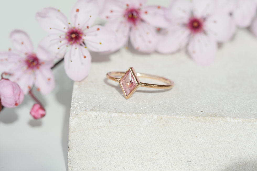 Thumbnail: Rose Gold Lozenge Spinel Ring Size J