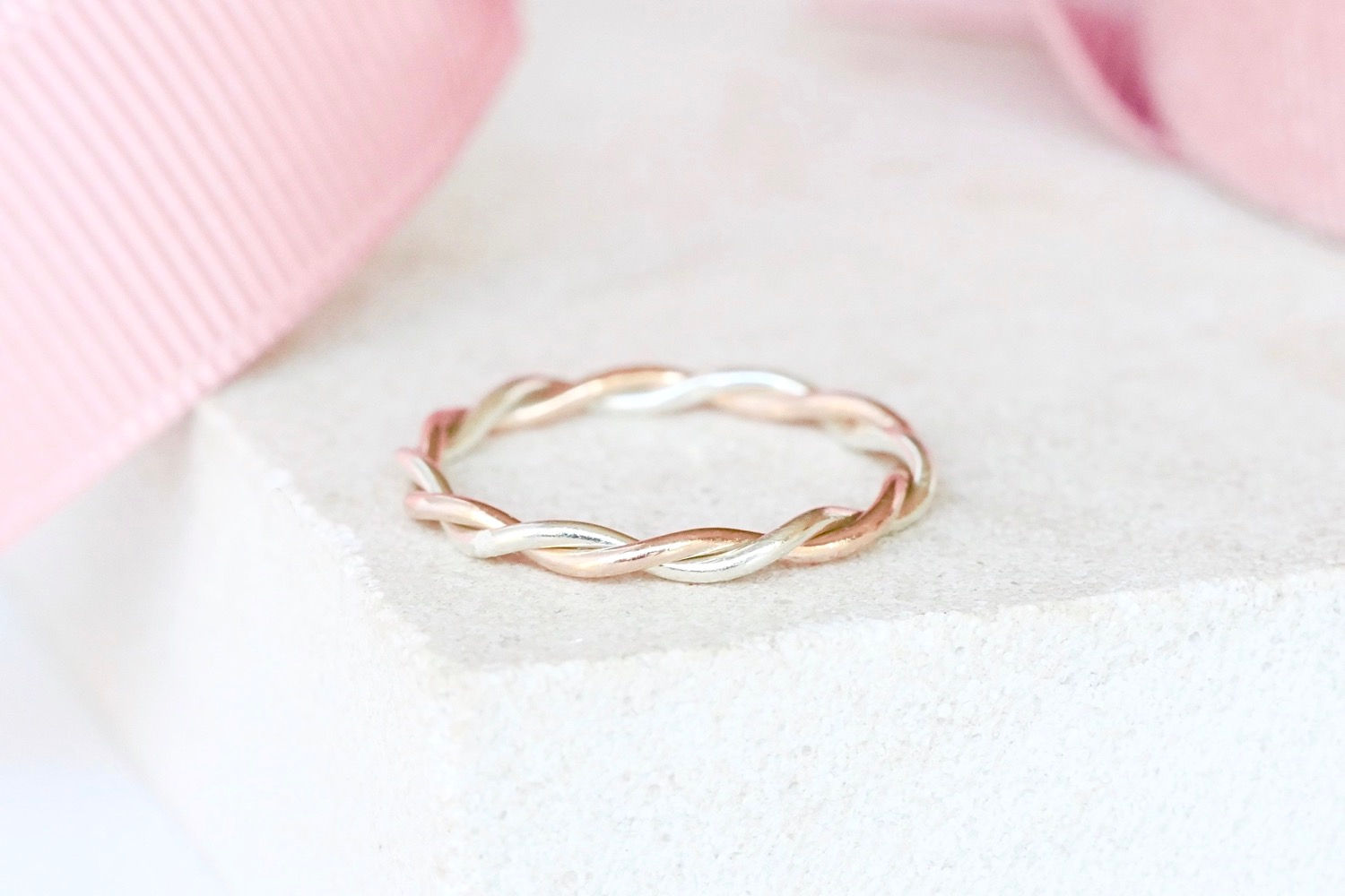 Martie Rose and white gold twist ring 