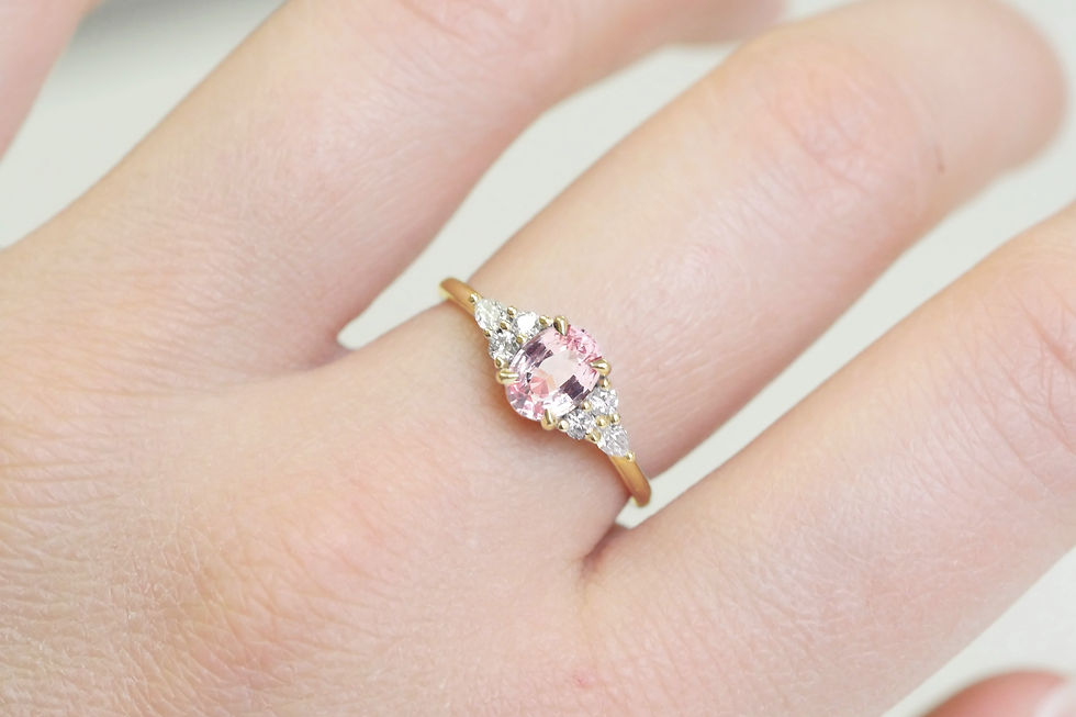 Thumbnail: Blush Pink Sapphire and Diamond Taper Ring
