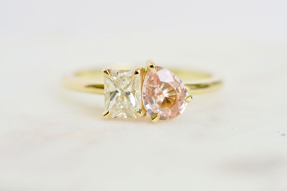 Thumbnail: Peach Sapphire and Diamond Toi et Moi Ring