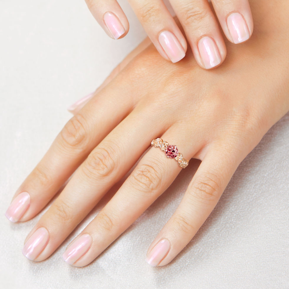 Thumbnail: 9ct Rose Gold Floral Pink Spinel Engagement ring