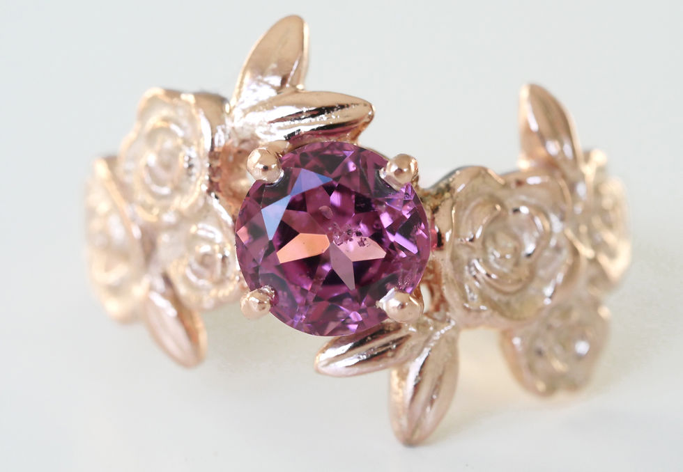Thumbnail: Rose Gold Floral Cluster Spinel Ring size L