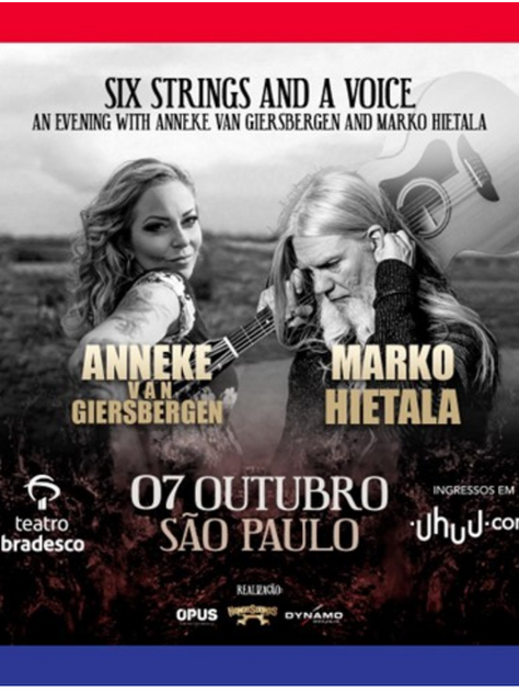 Anneke Van Giersbergen e o ex-baixista do Nightwish Marko Hietala farão show acústico em São Paulo