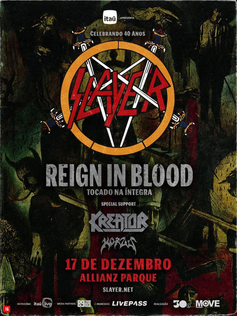 Slayer confirma show único no Brasil, dia 17 de Dezembro no Allianz Parque
