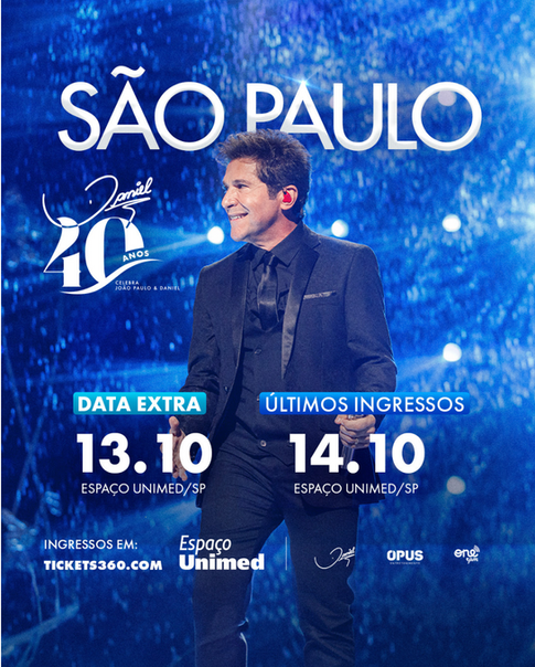 Daniel comemora 40 anos de carreira com tour inédita em homenagem a João Paulo