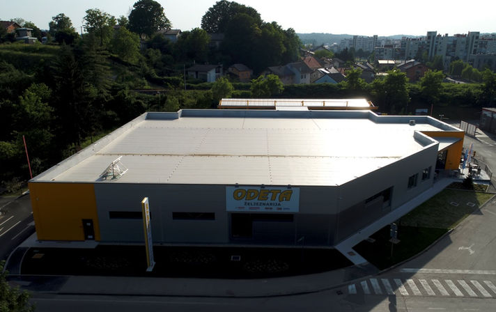 Hardware store, drone view, view from east side ,  modern design