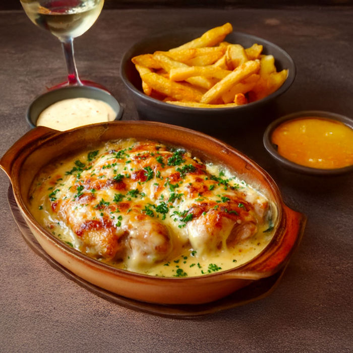 Photo de gratiné de poulet au Maroilles | O'Belu Restaurant Amiens