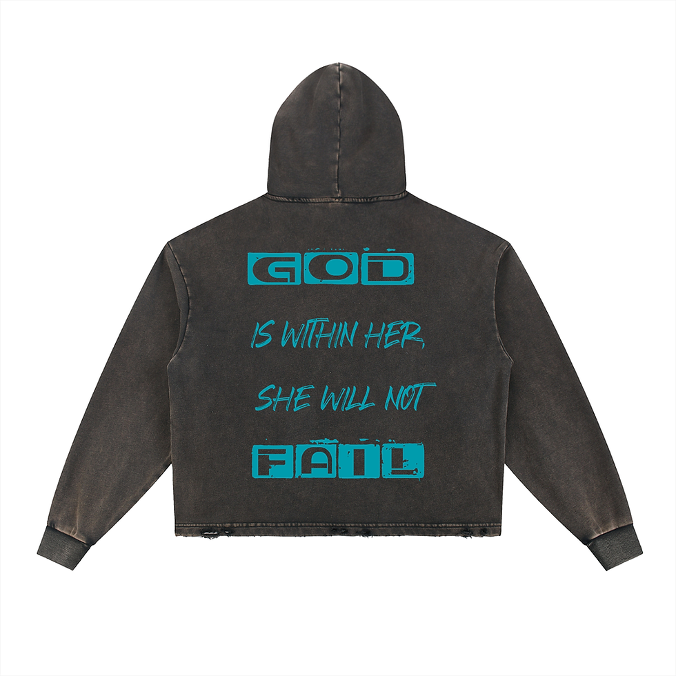 Thumbnail: God Is Within Her She Will Not Fail Vintage Washed Frayed-Hem Hoodie