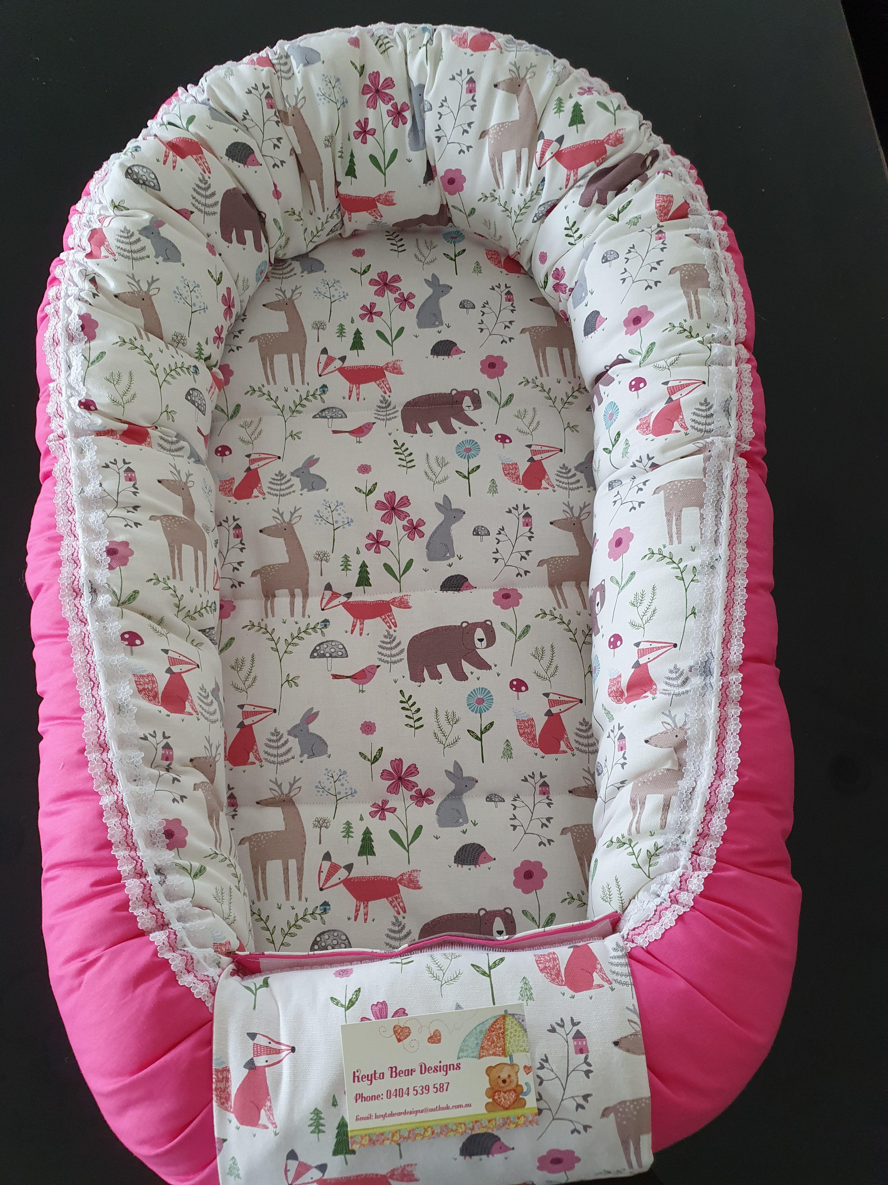 Baby Nest Bed Reversible Woodland Animals