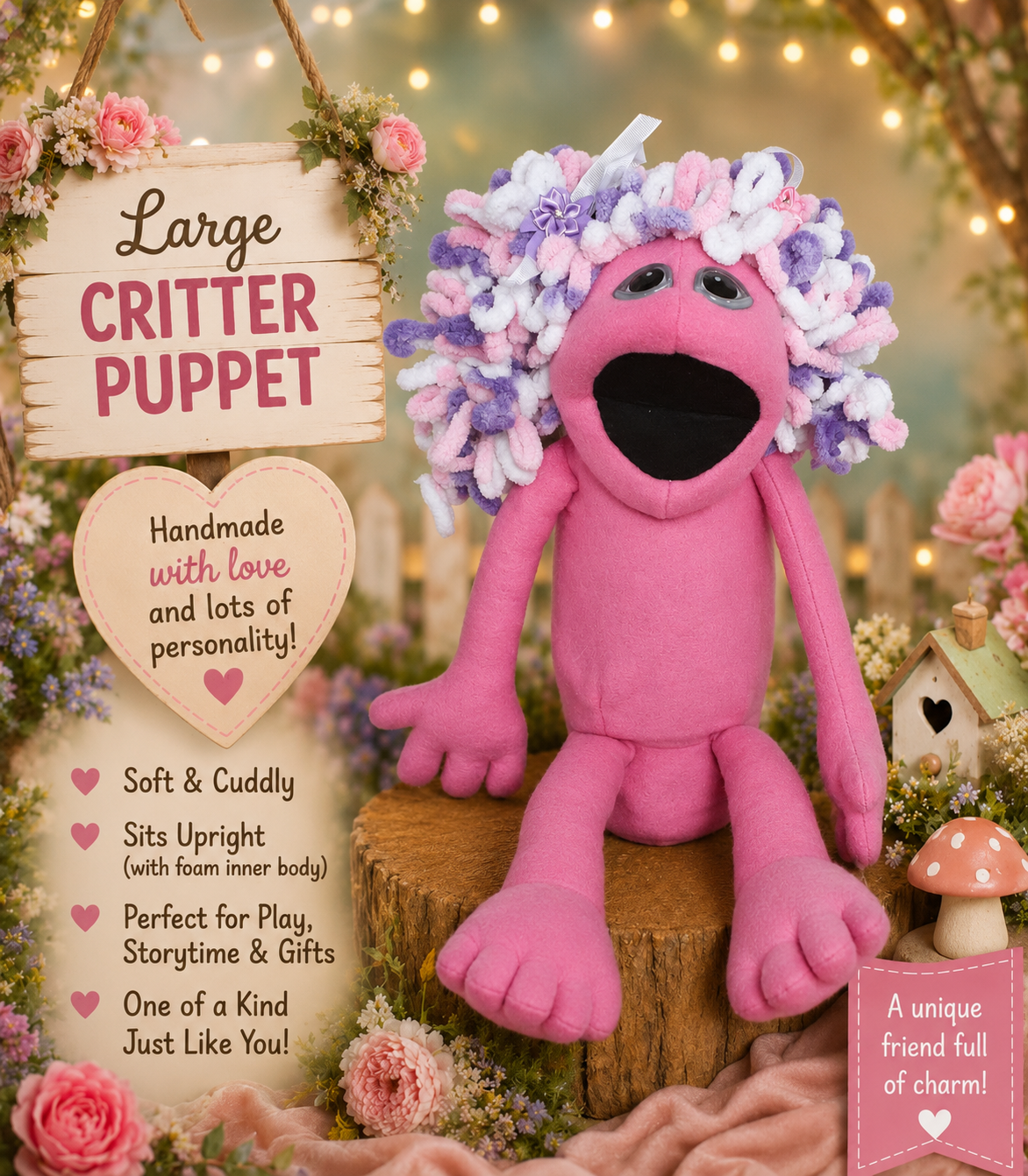 Large Critter Puppet Piggy Tails
