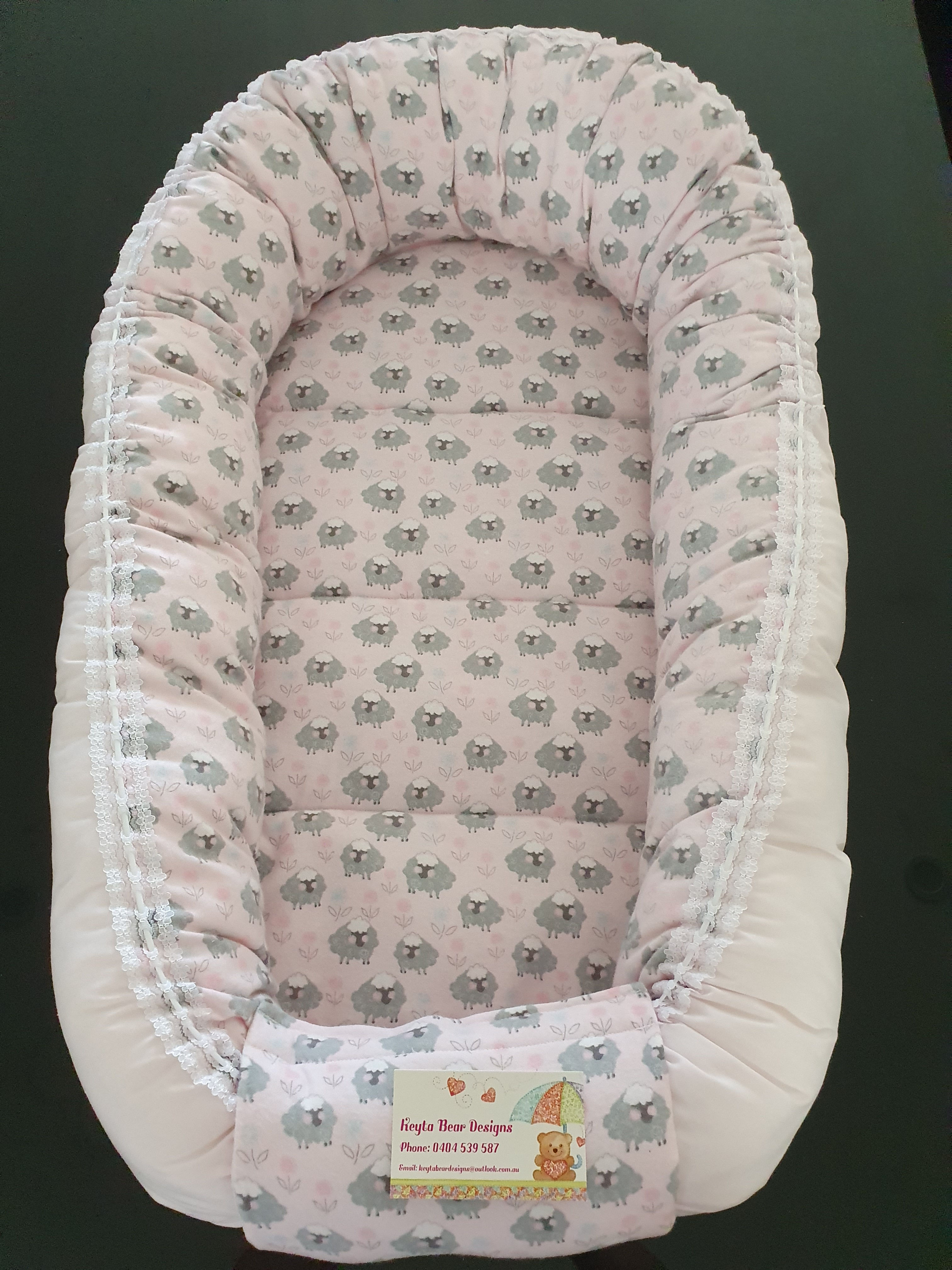 Baby Nest Bed Reversible Summer/Winter Sheep Print