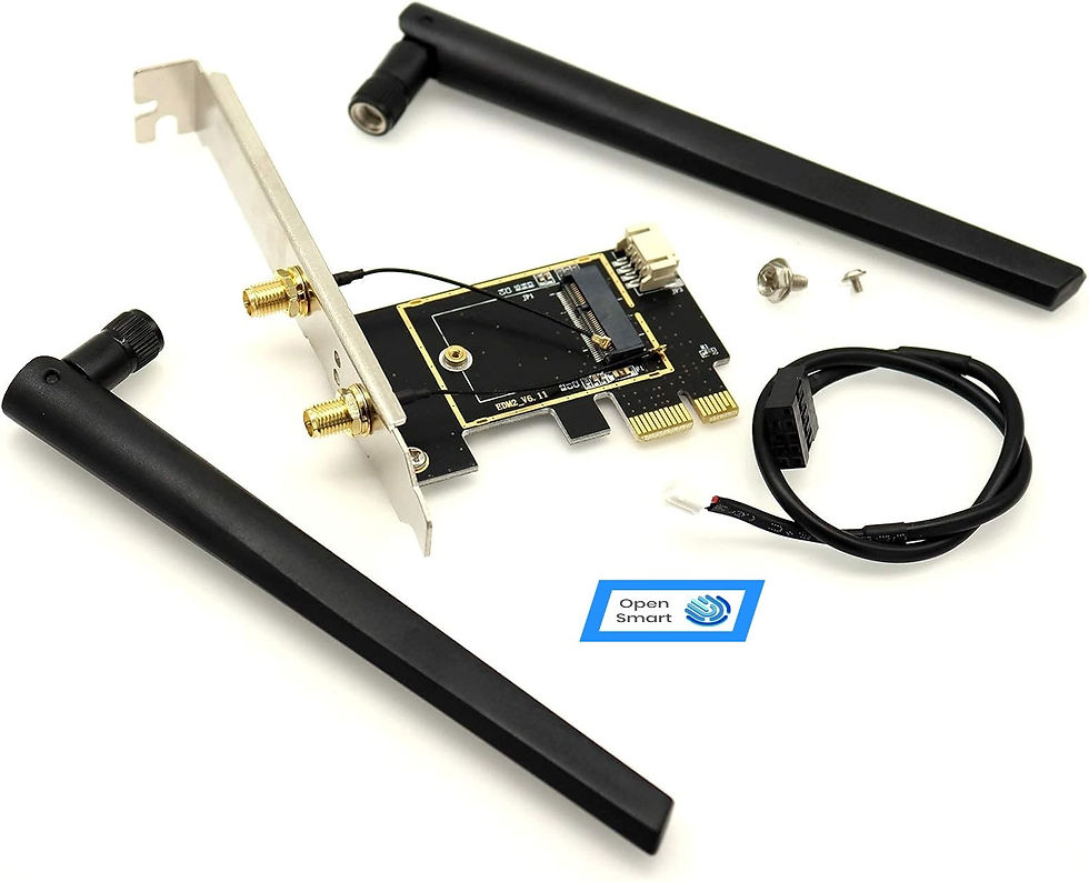 Миниатюра: Open Smart PCIe X1 M.2(E-Key) WiFi 6/6E/7 Adapter (2.4/5/6 GHz) 2x10dBi Anten