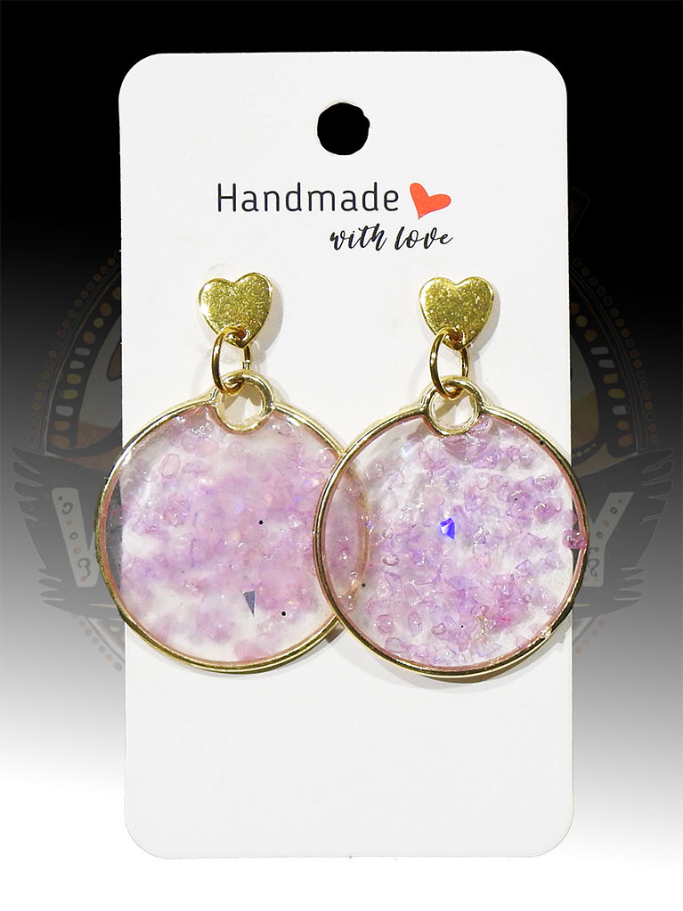Handmade With Love - Heart Studded Round Crystal & Clear Disc.