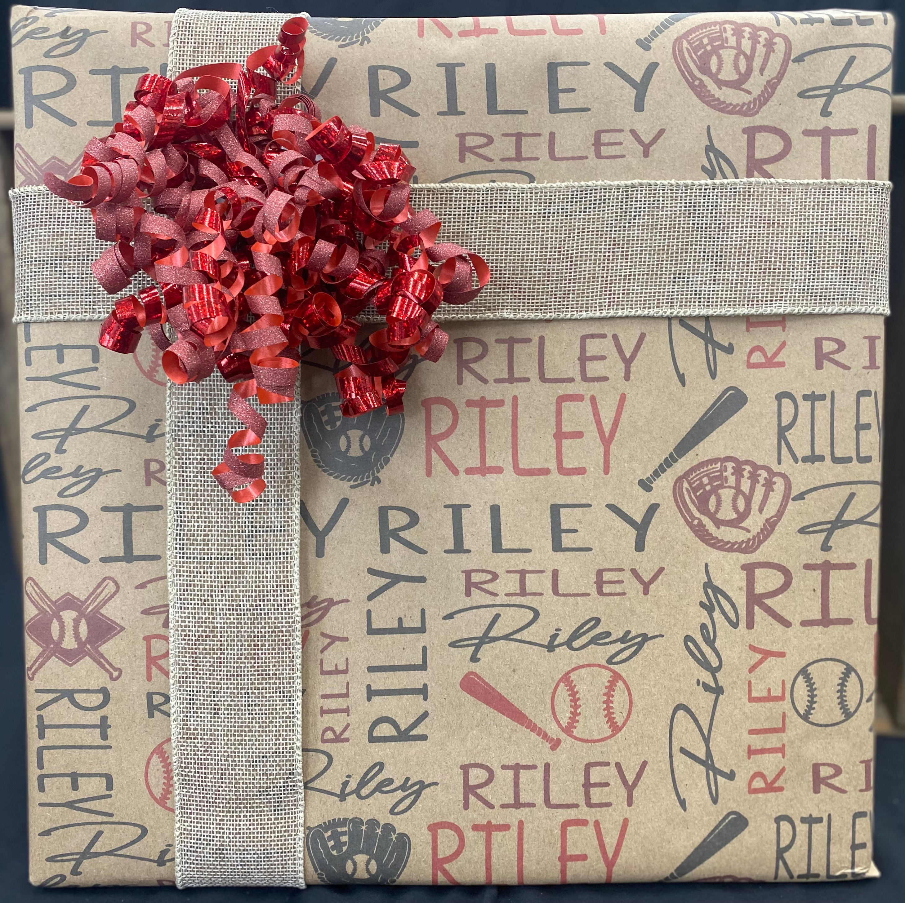 Custom Gift Wrap-Baseball/Softball-Red