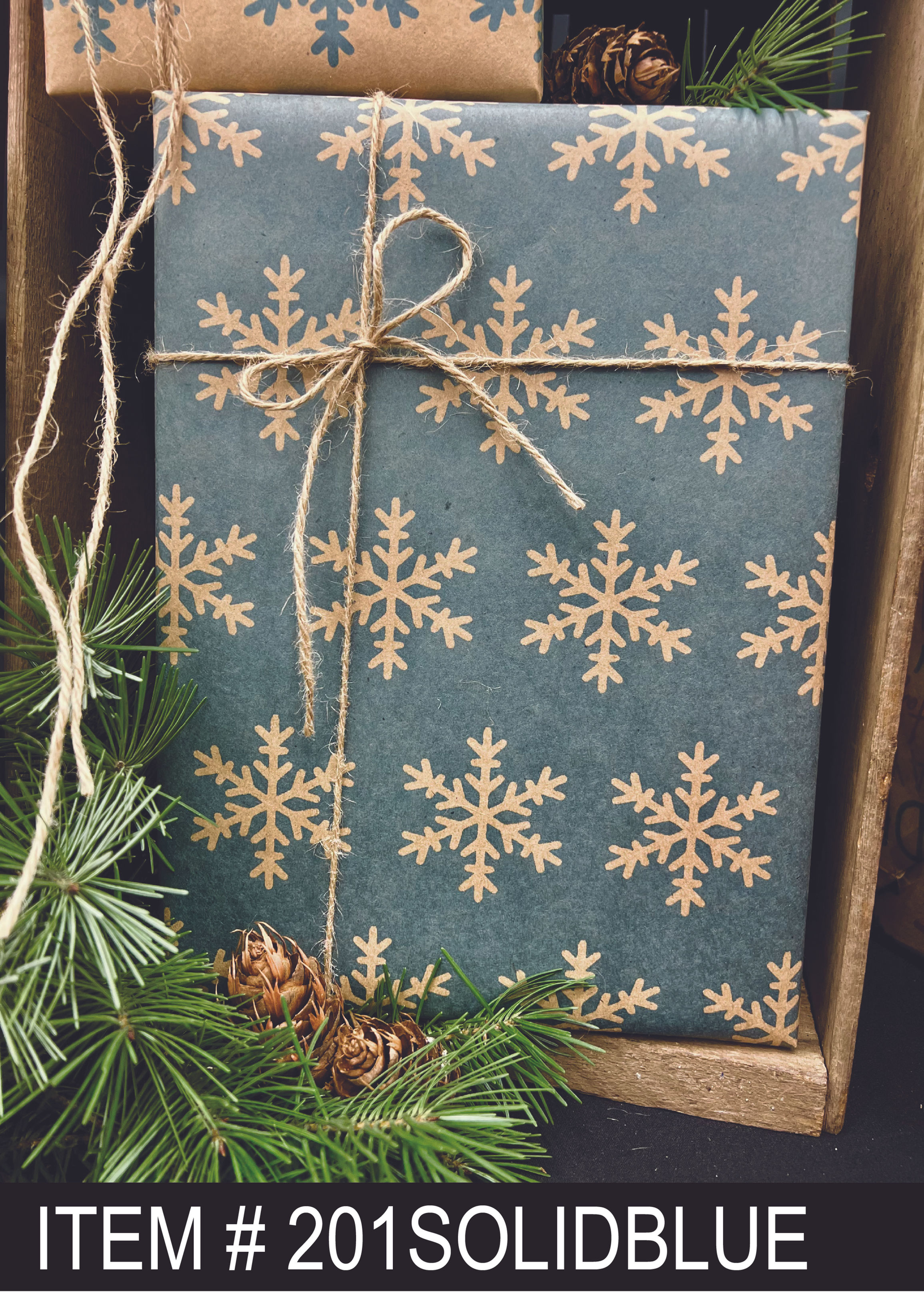 Wrapping Paper - Solid Blue Snowflakes