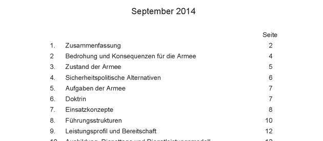 Weiterentwicklung der Armee - Beurteilung und Vorschläge