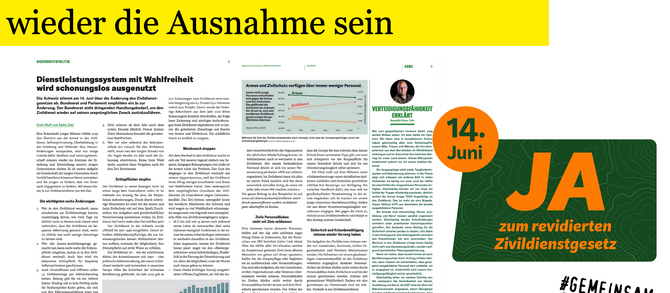 Jetzt Ja stimmen! Zivildienst soll wieder die Ausnahme sein