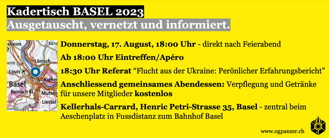 Kadertisch Basel am 17. August 2023 - jetzt anmelden!