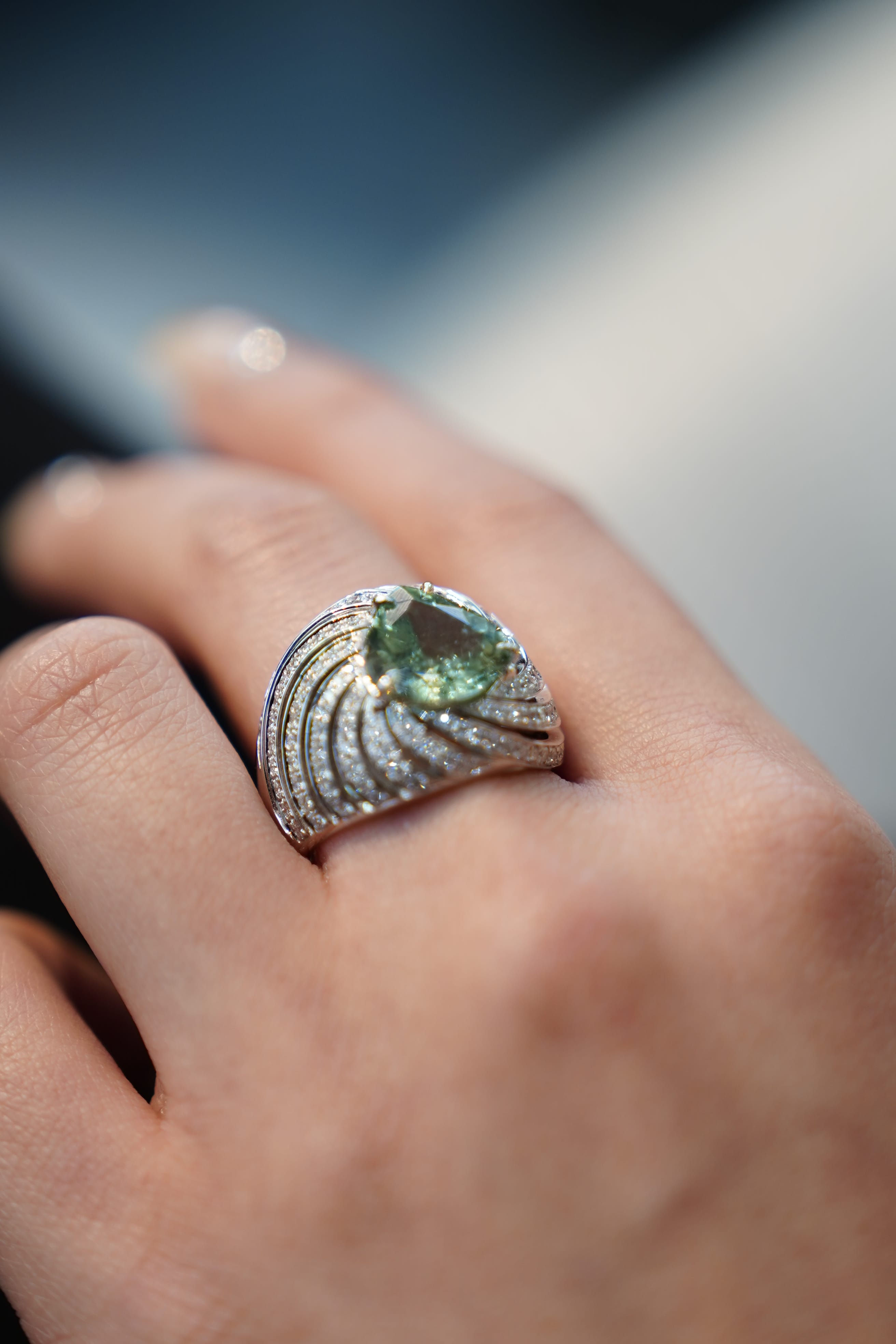 SEA FOAM GREEN TOURMALINE RING