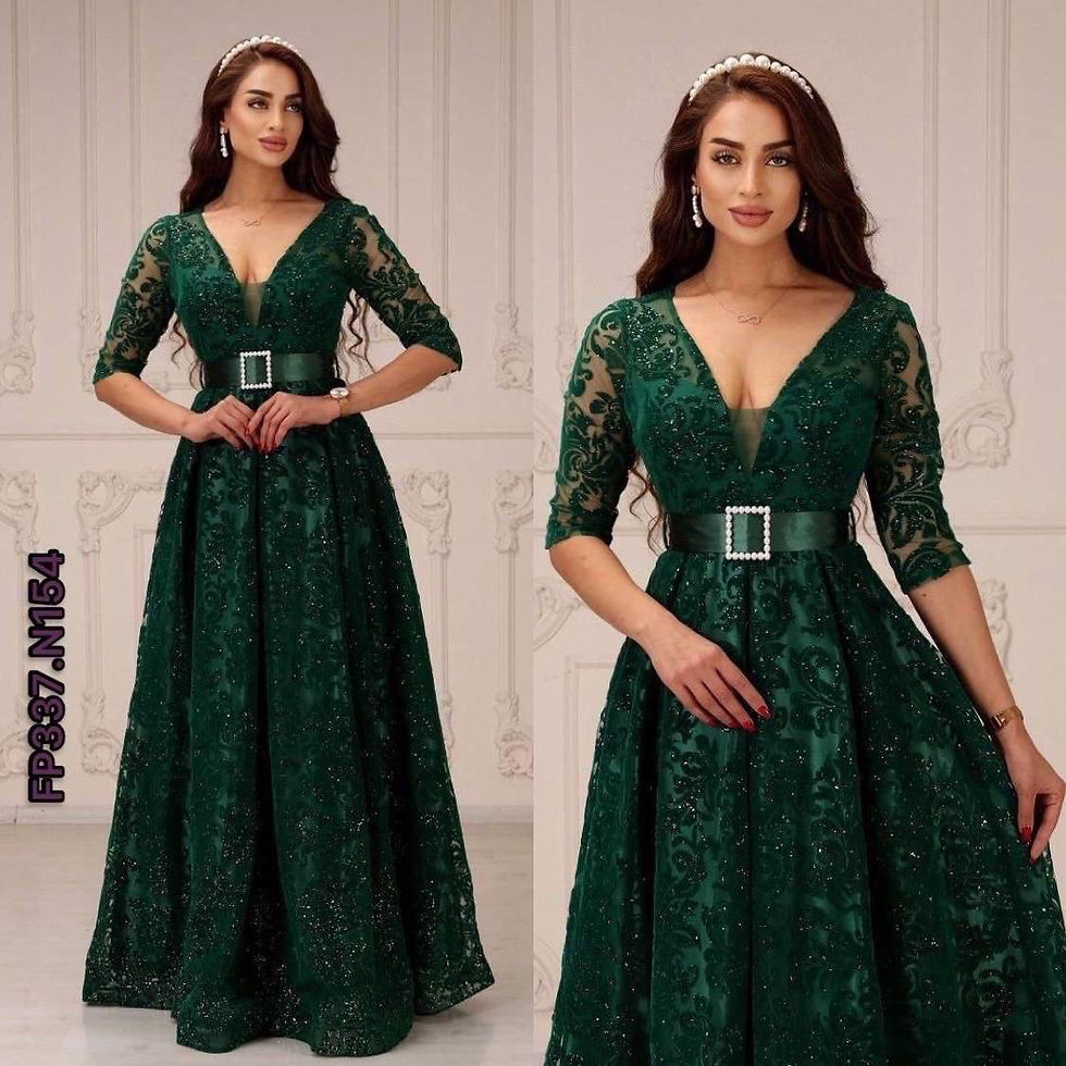 Küçük resim: Kemer detaylı dantelli abiye 