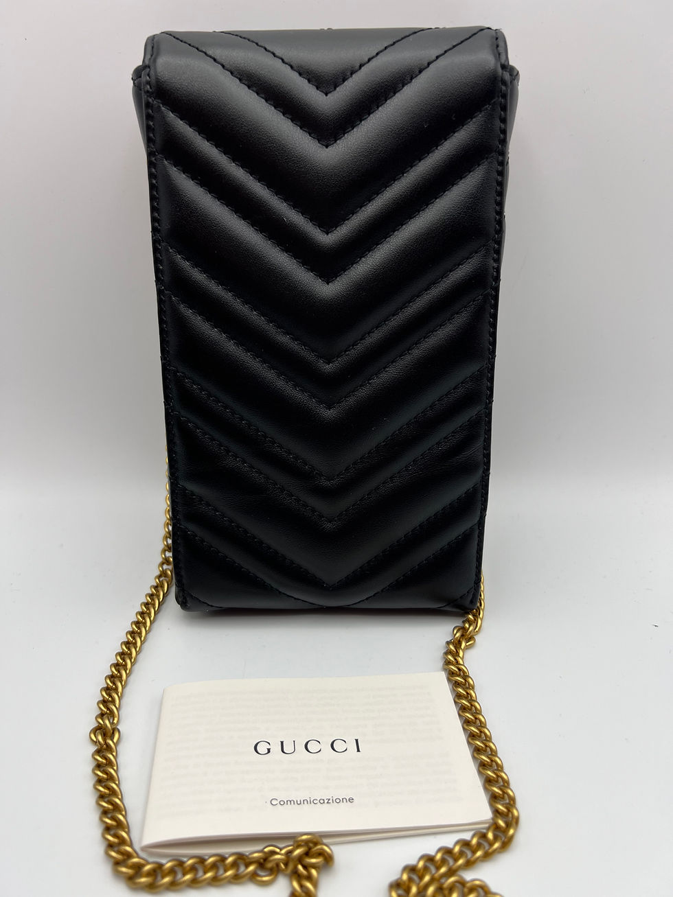 Thumbnail: Gucci Marmont black phone case chain