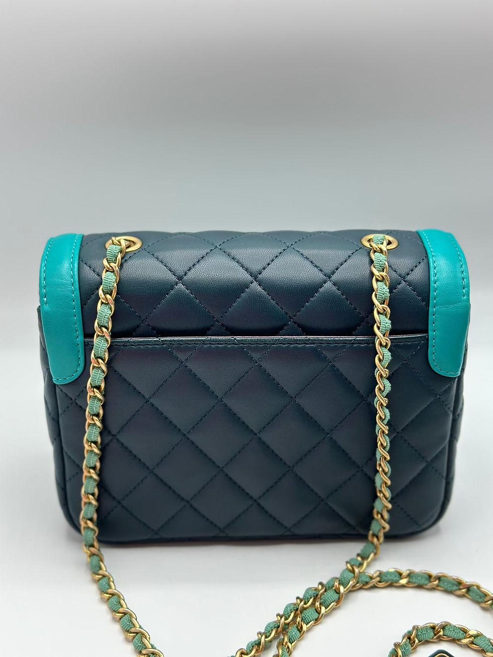 Thumbnail: Chanel 2 tone quilted lambskin single flap