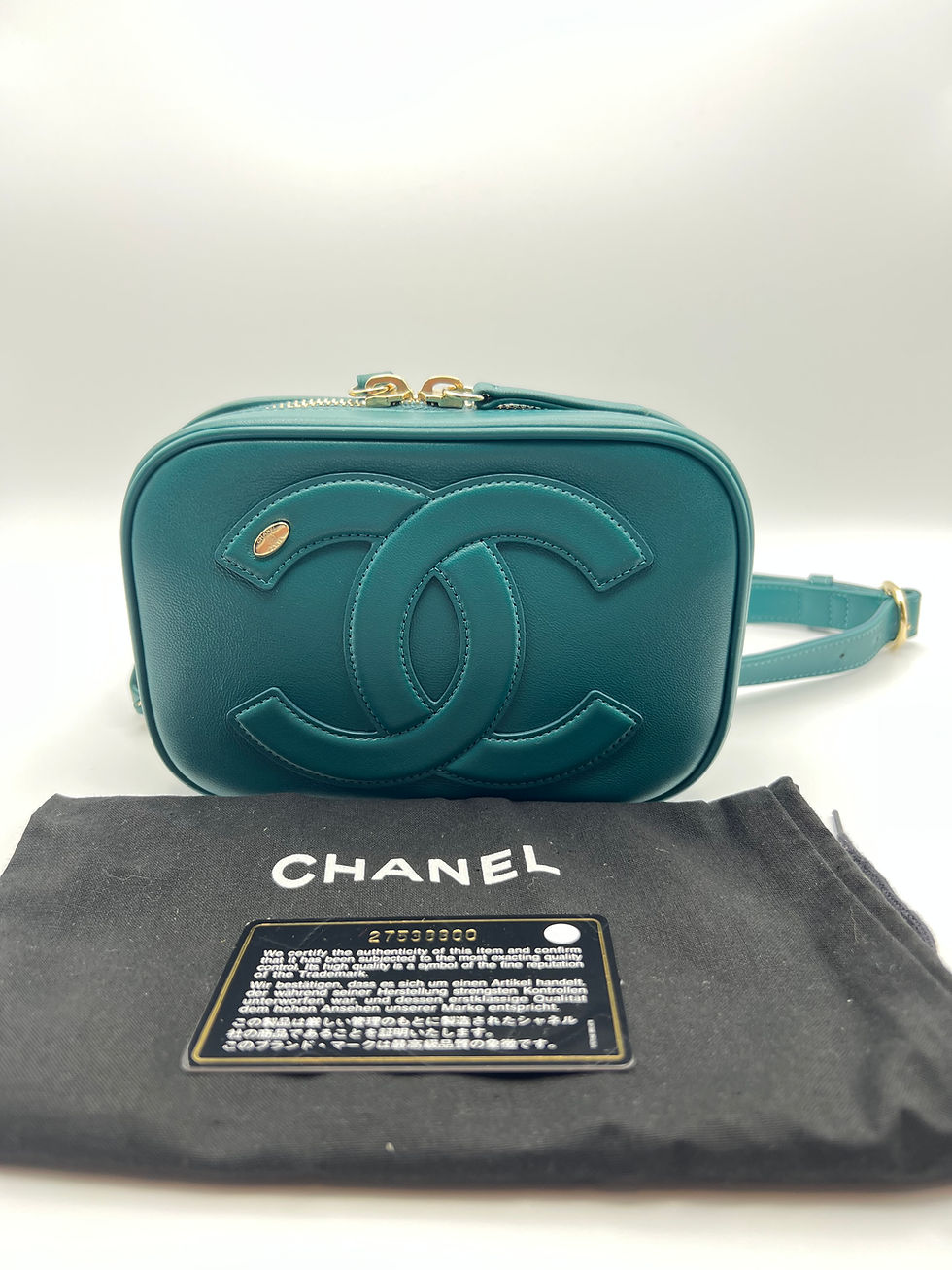 Thumbnail: Chanel CC logo belt bag blue green