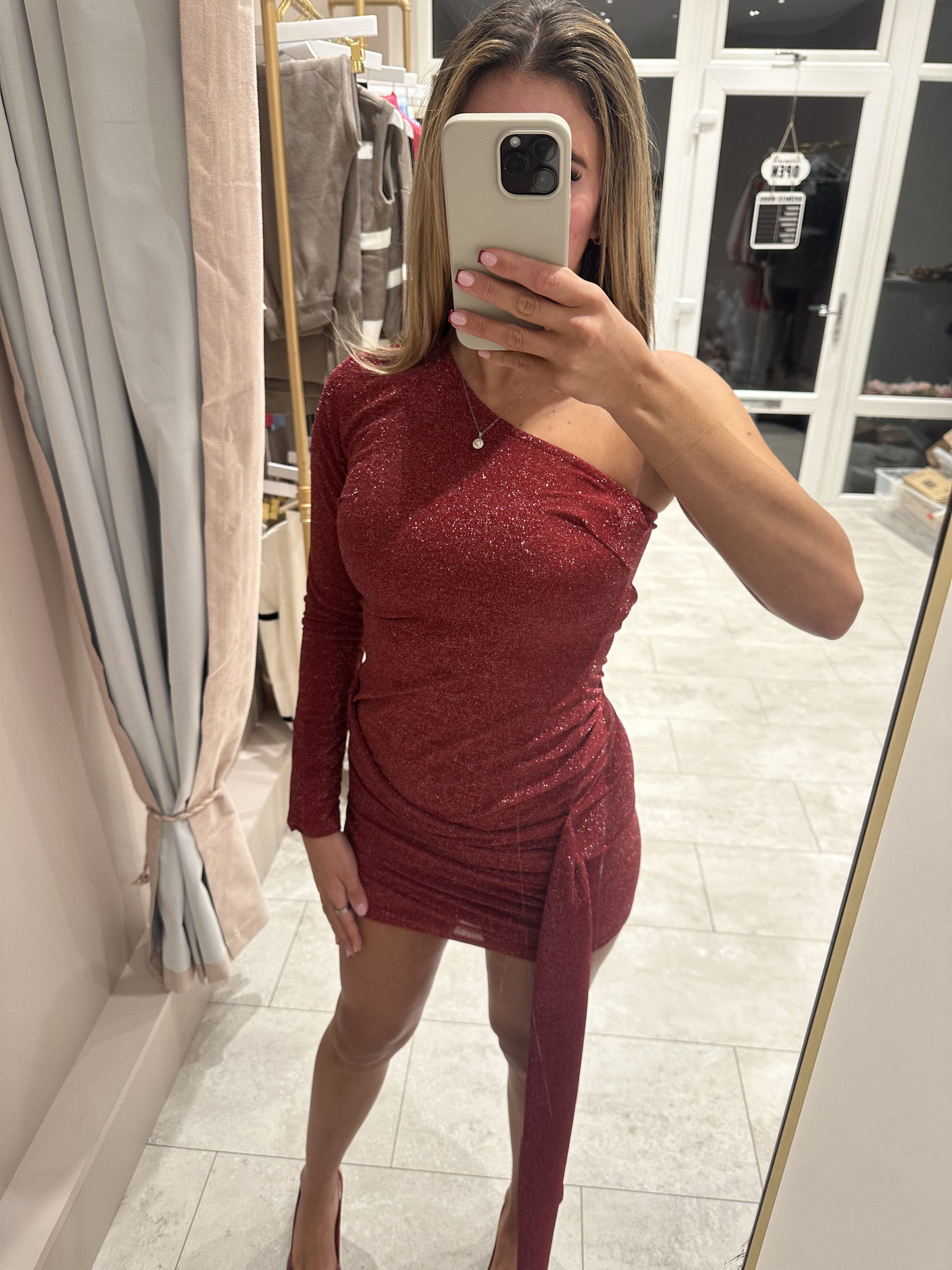 One Shoulder Shimmer Dress